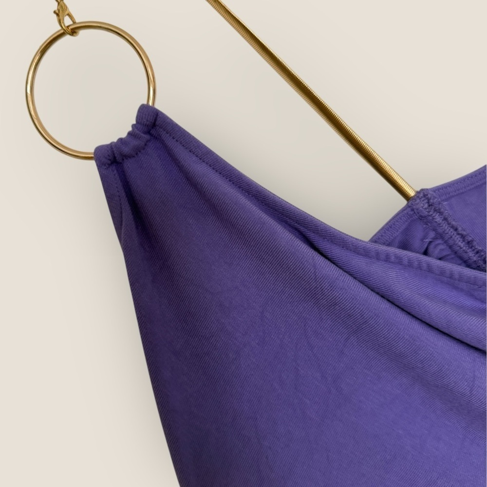 WhoWhatWear | Gold & Purple Cutout Ruched Dress | Size L - Picture 5 of 12